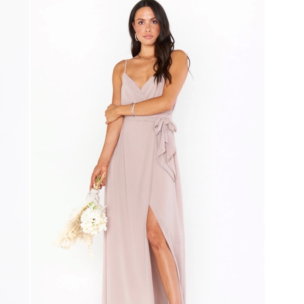 Show Me Your Mumu Liz Maxi Wrap Dress Size XXS Soft Beige Chiffon Bridesmaid